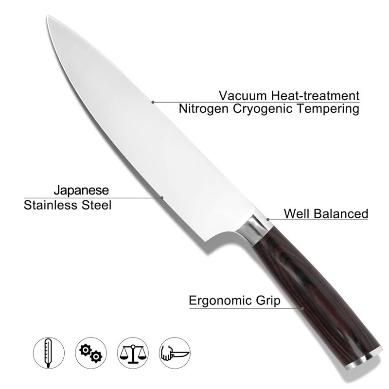 MODERN WALLS LLC Chef Knife - 8 Inch Home Essentials Sharp Kitchen Knife HC Steel Japanese Knife Paring Knife, Christmas Gifts For Women/Men, Birthday Gifts For Mom/Dad, Kitchen Gadgets With Premium Gift Box