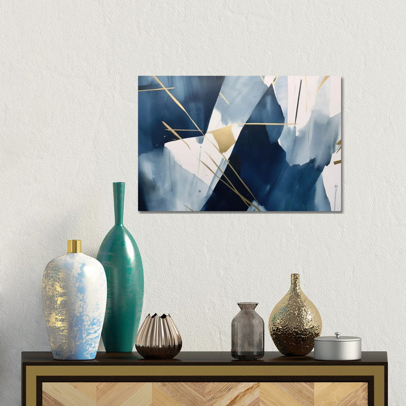 Dark Blue Abstraction III, 12" H x 18" W x 1.5" D, Wrapped Canvas, No Mat