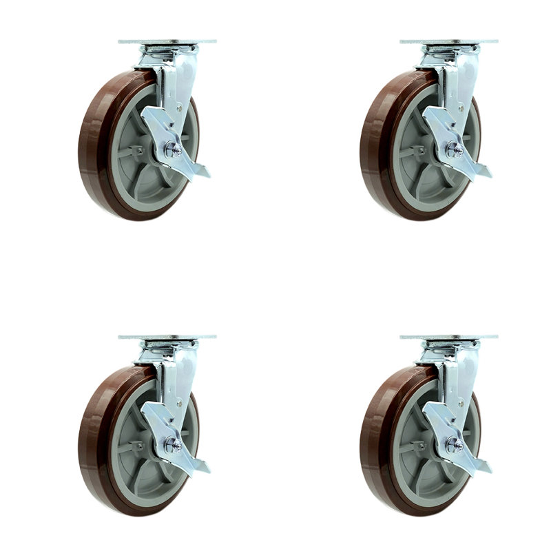 Ensemble de roulettes Greenlee - Chariot GMX –4 pivotant avec frein et verrou pivotant boulonné -SCC / GRE-SCC-30CS820-PPUR-TLB-BSL-4