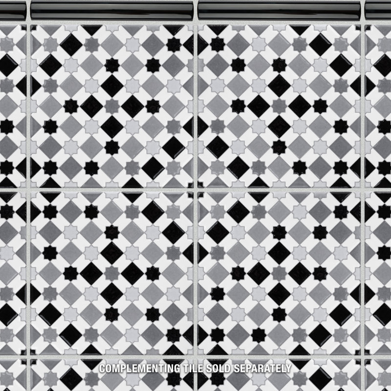 Bordure de carrelage murale en céramique 1 po x 7-7 / 8 po Bordon, Black