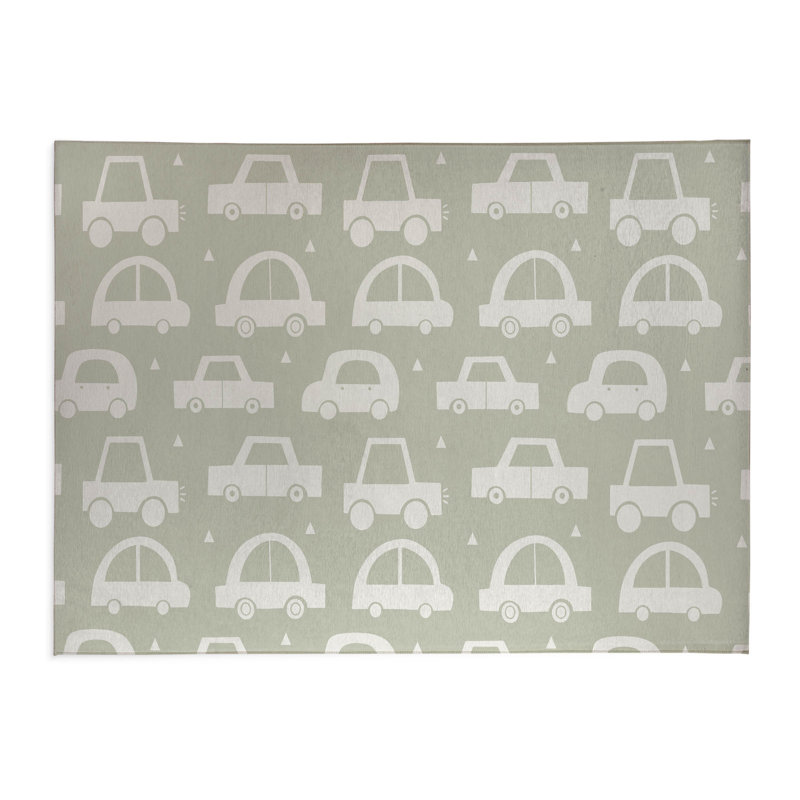 Driveway Colorized Kids Play Mat, Light Green/Ivory, Rectangle 4' x 6'