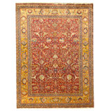 High-Quality Hand-Knotted Red And Gold Area Rug