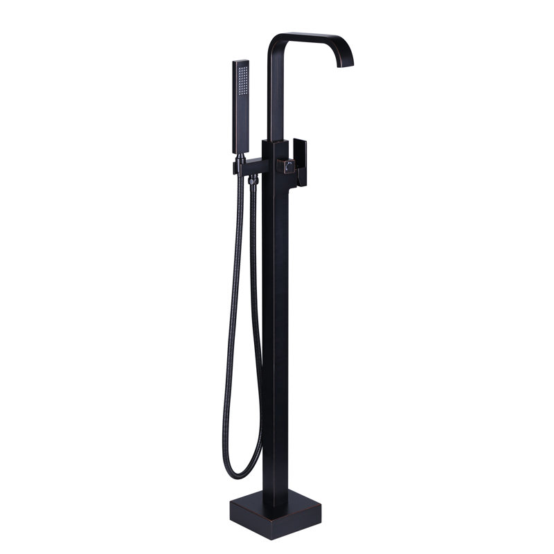 Floor Mounted Freestanding Tub Filler with Diverter and Handshower, Oil Rubbed Bronze