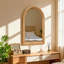 Miroir mural arqué avec cadre en bois, miroir décoratif rustique pour salle de bain