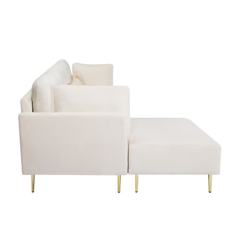 Rownan 6 - Piece Upholstered Sectional, Beige Velvet