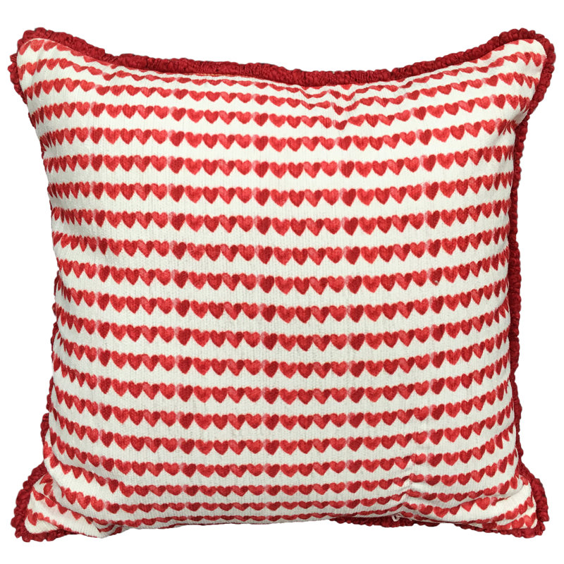 Square Cushion, White/Red Bike Heart