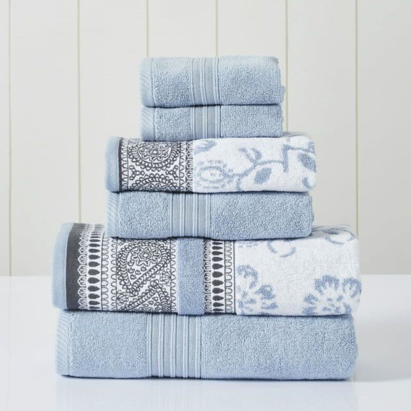 Ensemble de 6 serviettes pour salle de bain en coton