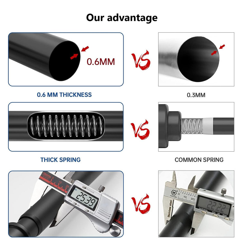 Adjustable Matte Black Stainless Steel Tension Shower Curtain Rod