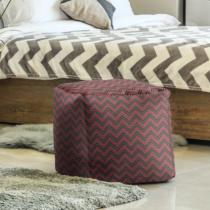 Repose-pieds cubique à motif à chevrons à la main classic, Rouge / noir
