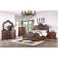 Grand lit de luxe grand, style traditionnel, cerisier brun, bois massif et marbre