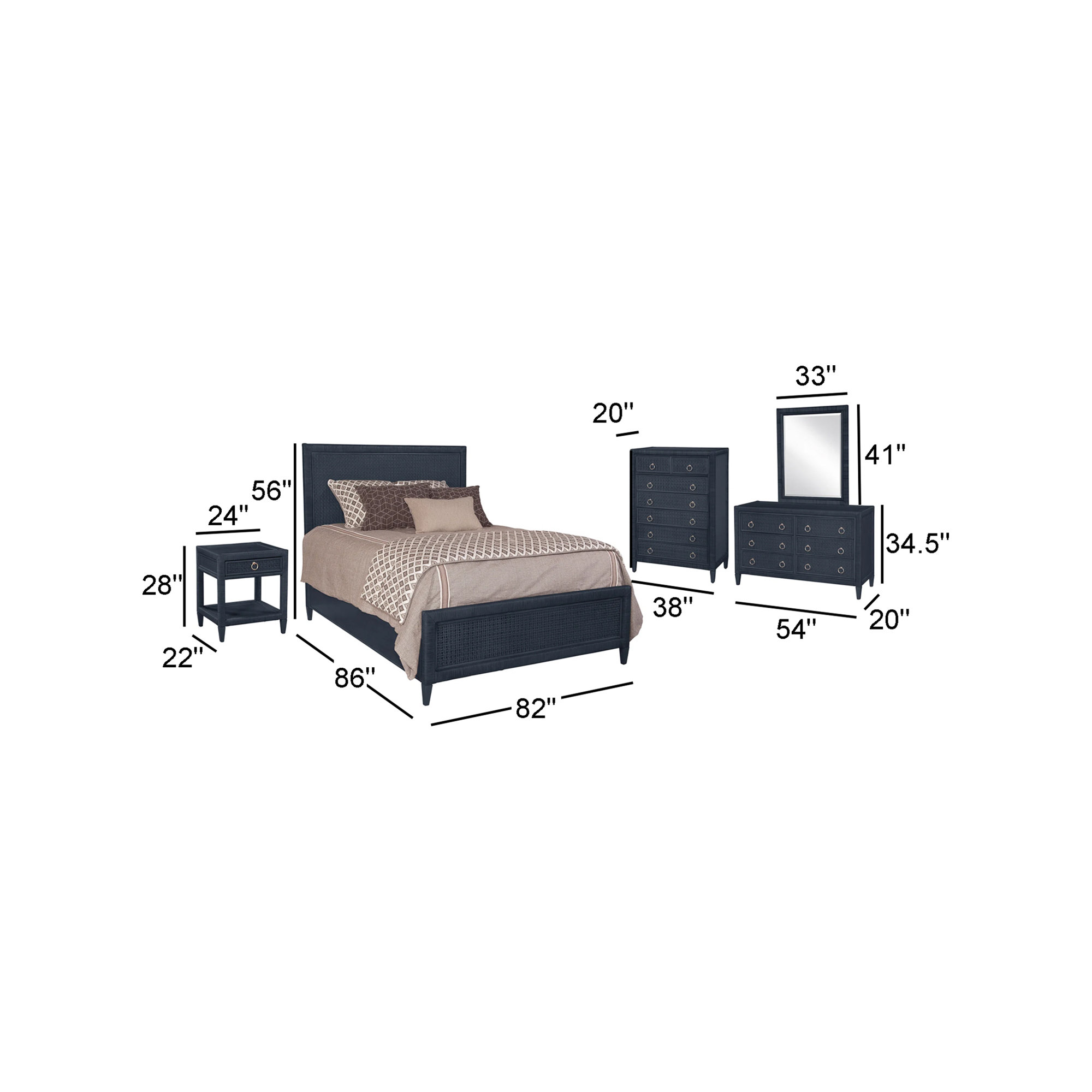 Monterey Bedroom Set, Navy, King