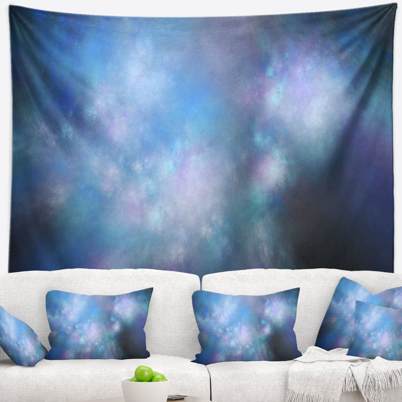 Tapisserie abstraite bleu ciel étoilé parfait, H 78 po x l 92 po