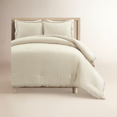Hampton Double Flange Embroidered Contrast Edge Comforter 3 Pieces Set