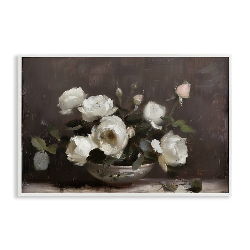 Art traditionnel de giclée de nature morte à la rose, design par Annabelle Hall, H 20 po x l 30 po