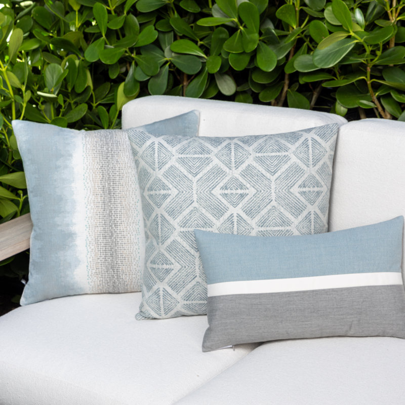 Bakuba Outdoor Square Sunbrella® Pillow Cover & Insert, 20"H x 20"W, Stream