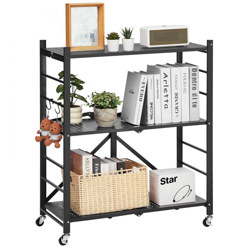 Tablette de rangement pliable à 3 niveaux avec roulettes 30 x 13 x 36 pouces, H 36 po x l 30 po x P 13 po