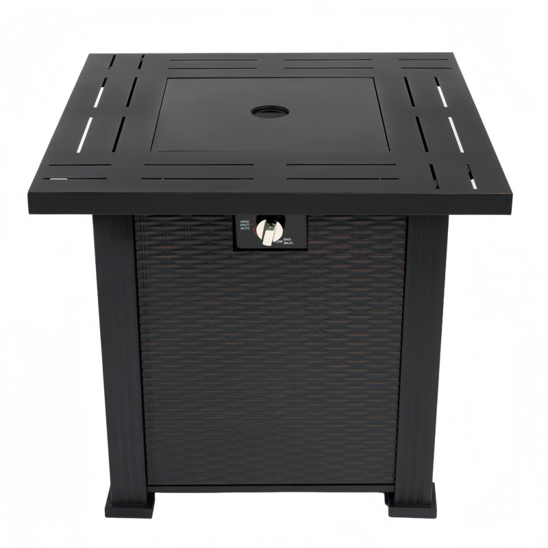 28" 50000 Btu Square Steel Propane Gas Fire Pit Table, Fire Pit For Outside Patio Deck Garden Backyard