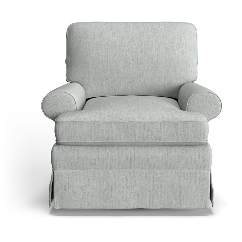 Upholstered Swivel Armchair, Radical Ash Gray Performance Chenille