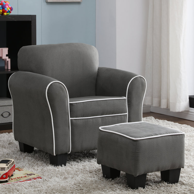 Fauteuil pour enfant avec repose-pieds Aalborg, Gris