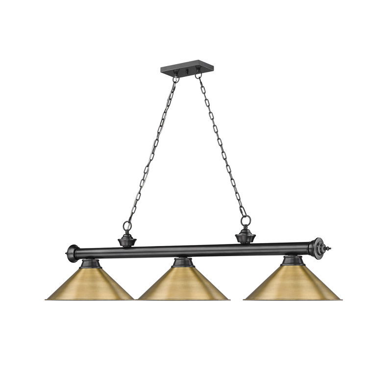 Annaleisa 3 - Light Pool Table Lights Pendant, Rubbed Brass