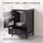 Meuble-lavabo autoportant de 51 cm (20 po) en MDF noir avec lavabo simple, porte à fermeture amortie et tiroir de rangement-558216881