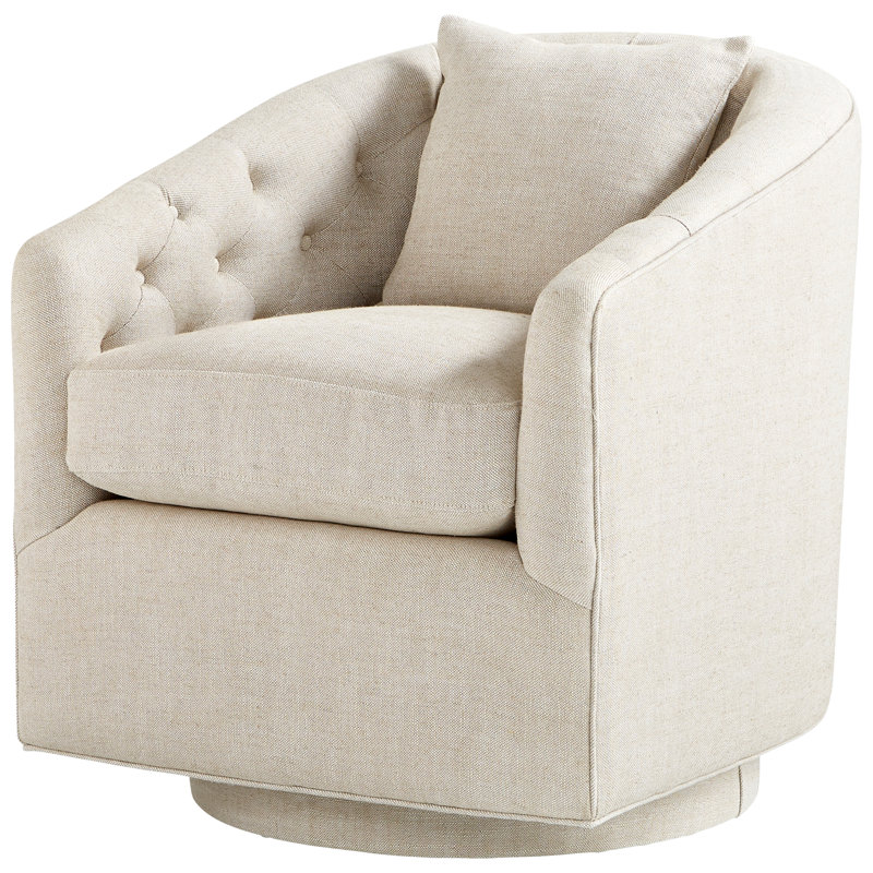 Ocassionelle Upholstered Swivel Armchair, Cream Linen