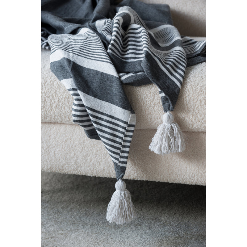 50X60" Gregory Throw Blanket, 2 Pack, White/Black Stripe