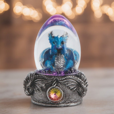 3.75"H LED Blue Dragon in Acrylic Egg Figurine