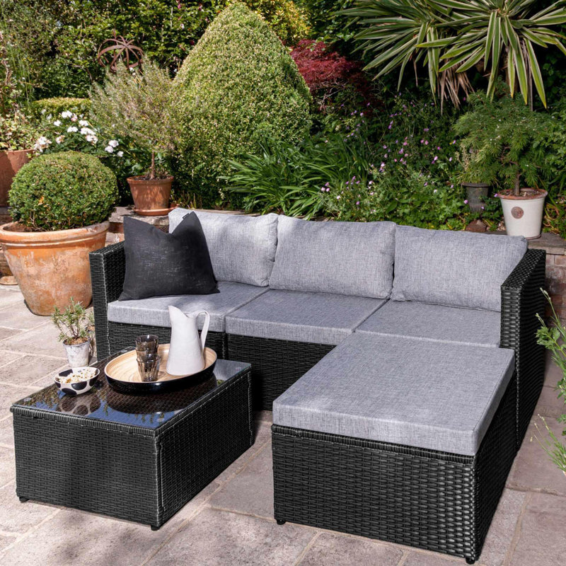 Luzi All Weather Wicker/Rattan 4 - Person with Cushions, Grey