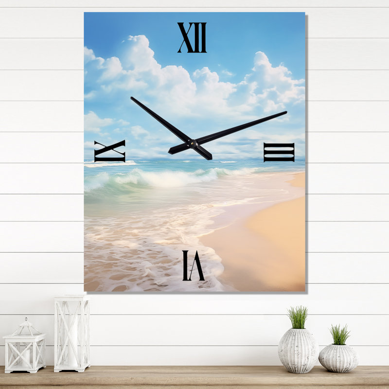 Photo de plage Ocean Escape IV - Horloge murale nautique et de plage surdimensionnée, H 32 po x l 24 po x P 1 po