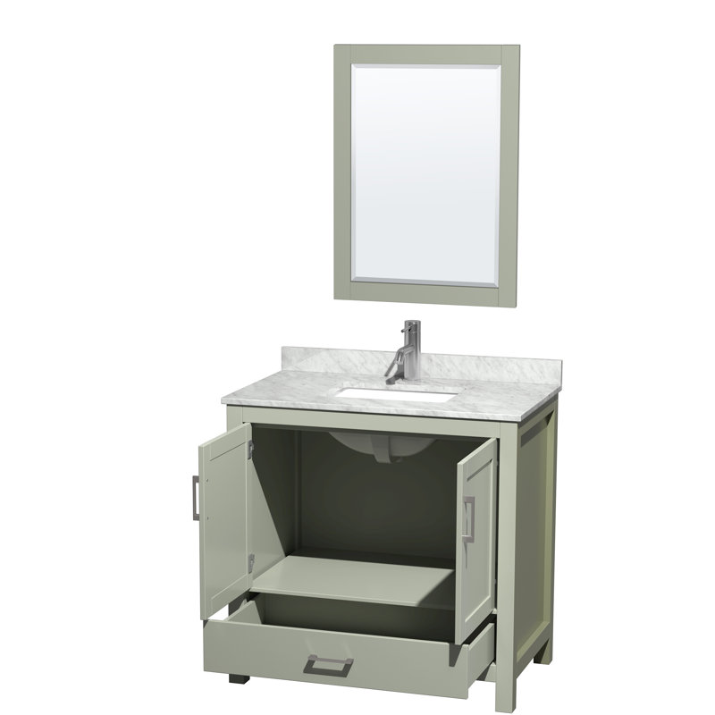 Sheffield 36" Single Bathroom Vanity Set with Mirror, Light Green