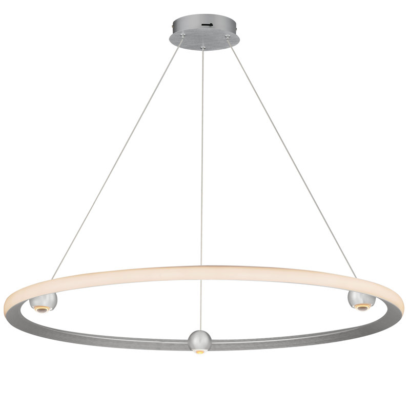 Luminaire suspendu 1 lumière, Aluminium brossé, H 2,75 po x l 40 po x P 40 po