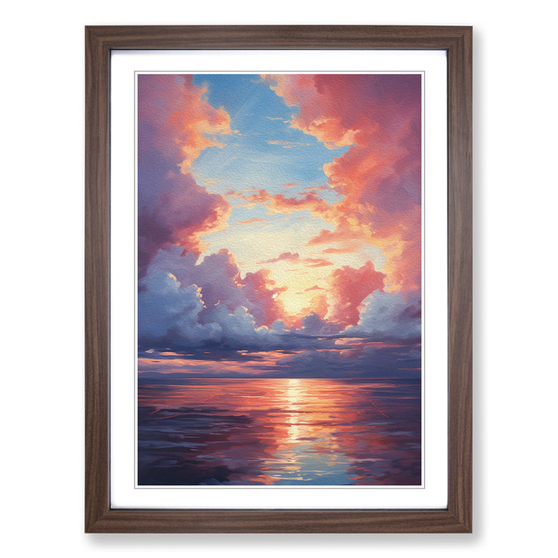 Single Picture Frame Print on Wood, Walnut Framed, 64cm H x 46cm W