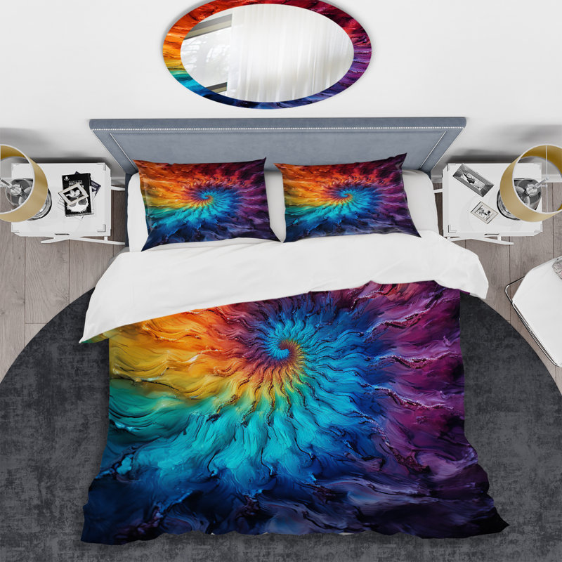 Ensemble de housse de couette Abstract Space Fractal Vortex IV - Colorful Fractal