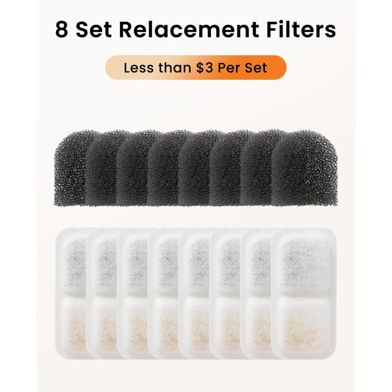 8 filtres de remplacement pour fontaine à eau pour chat PP13