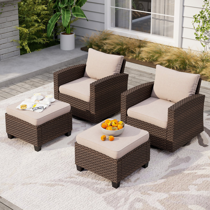 Ensemble de sièges d'extérieur en osier pour patio, Beige