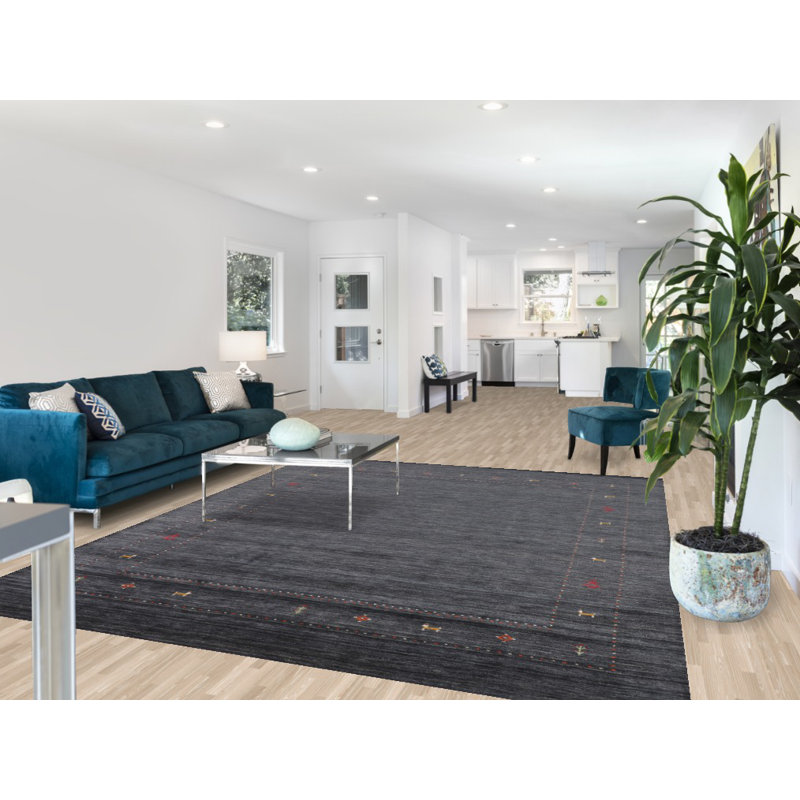 Tapis tribal bleu marine Gabbeh 8