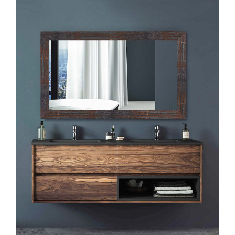 Miroir décoratif, Laiton acier industriel, 33 po x 60 po
