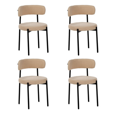 Ensemble de chaises de salle à manger de style médiéval moderne, 4 pièces, coussins de siège ronds, pieds en métal, chaises de cuisine à dossier courbé, convient aux restaurants et aux salles à manger