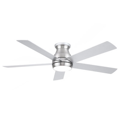 52" Low Profile Ceiling Fan In Brushed Nickel With Silver Blades