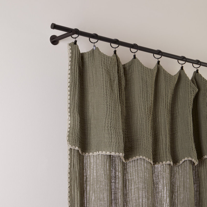 Cotton Blend Curtain Single Panel, 250 x 280cm, Green