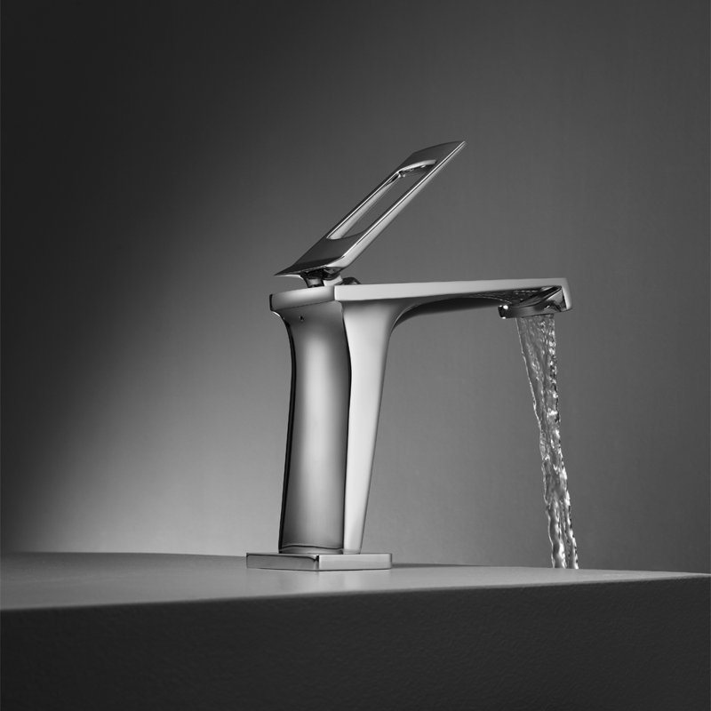 Robinet de salle de bain monotrou contemporain FARANDOLE, Chrome poli