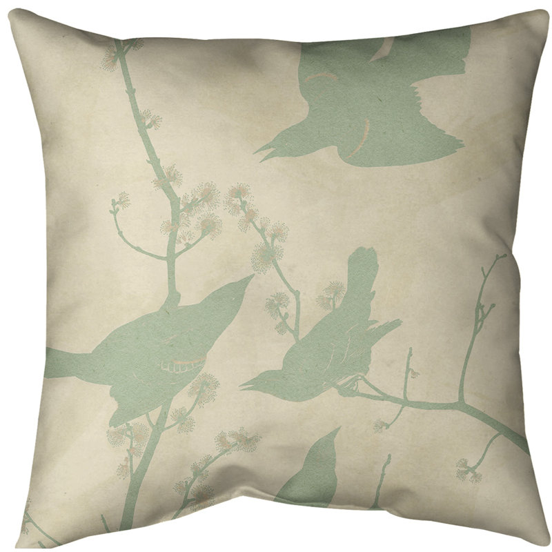 Coussin starling rouge à voilure rouge, Bourre en polyester, Jaune / vert, Faux lin