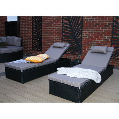 Tyndale 195cm Long Reclining Single Sun Lounger with Cushions and Table