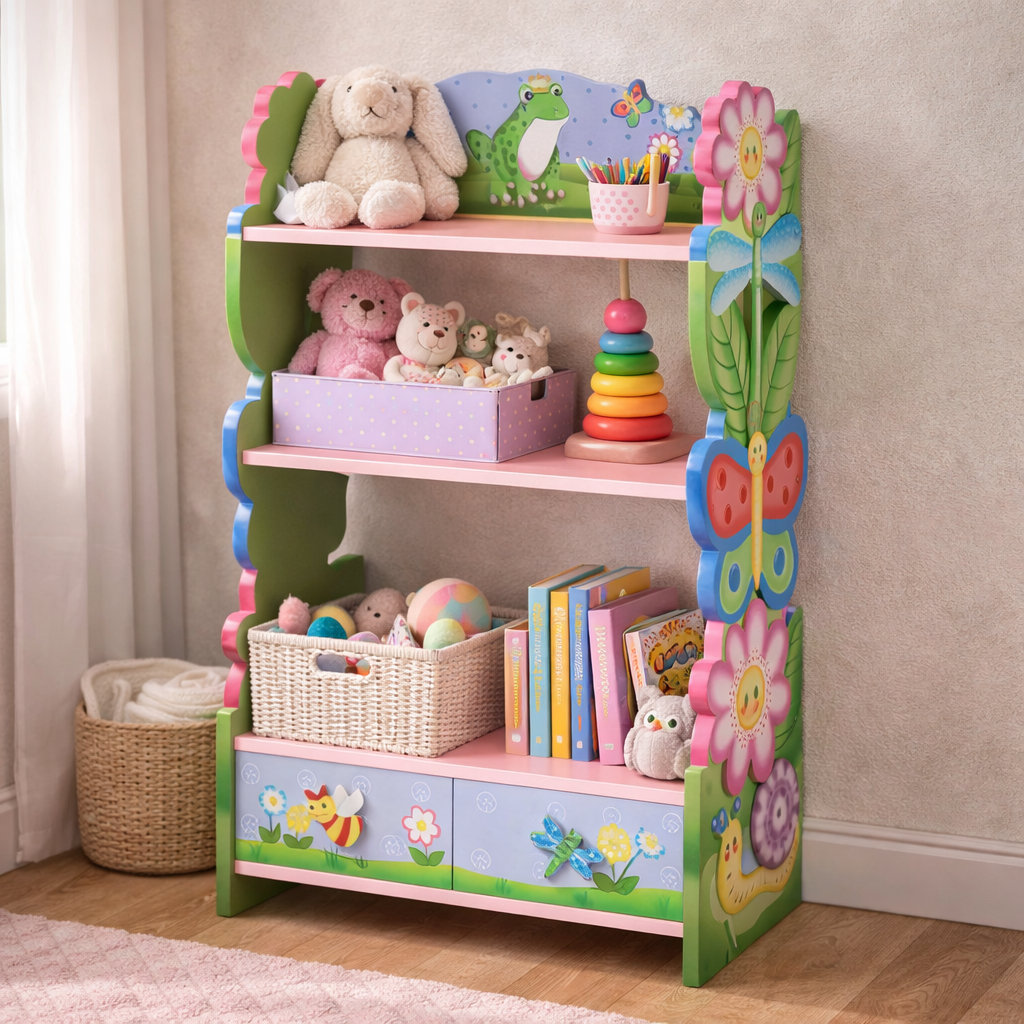Fantasy Fields Magic Garden Wooden Bookshelf with Storage Drawers Teamson Kids