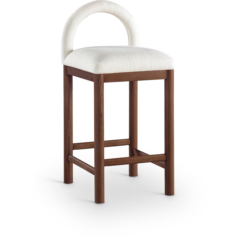 Conrad Letcher Linen Textured Fabric Counter Stool, Cream Fabric Seat/Brown Frame