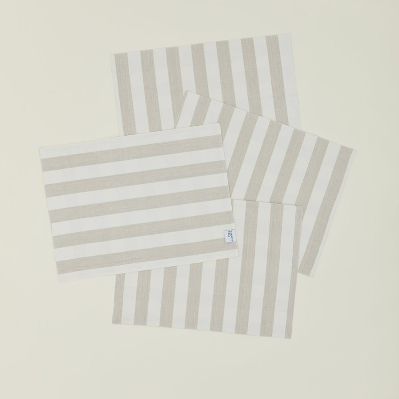 Essential Striped Placemat - Set Of 4, Ivory/Flax