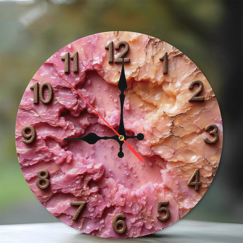 Horloge texturée rose et orange