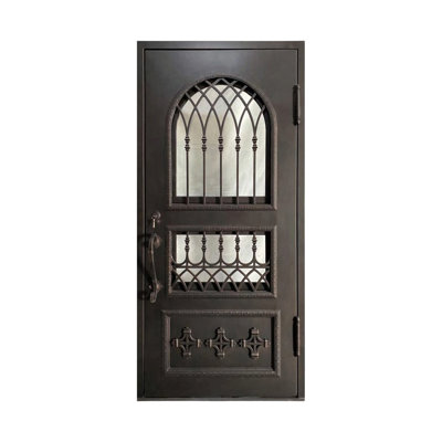 Regency Lattice Single Iron Arched Door