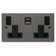 Black Nickel 2 Gang 13A Type A & C USB Twin Double Switched Plug Socket